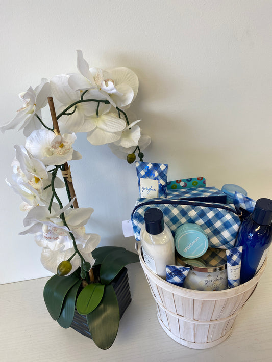 Blue Gingham Serenity Spa Basket